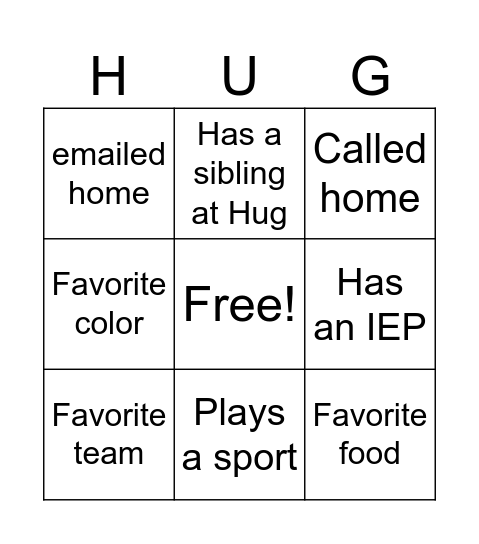 Get to Know Bingo Card