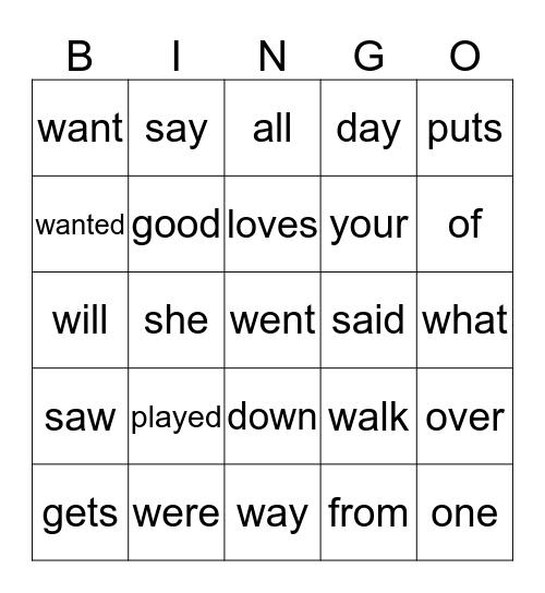 Sight Words Group 5 (Lessons 41-60) B Bingo Card