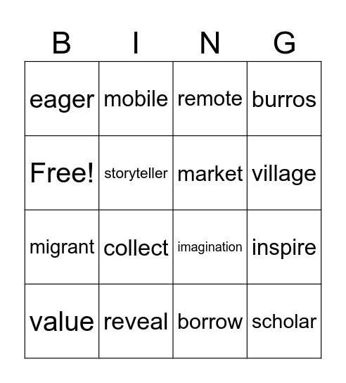 1st Grade Wit and Wisdom Module 1 Bingo Card