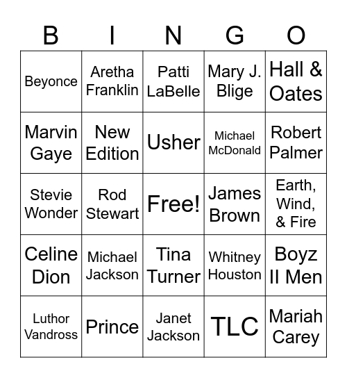 Music Bingo Card