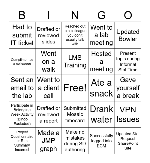 Biostatistics Bingo Card