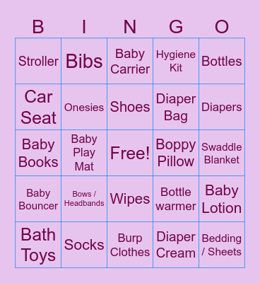Baby Stricky's Gift BINGO! Bingo Card