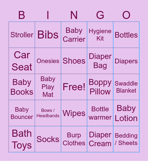 Baby Stricky's Gift BINGO! Bingo Card
