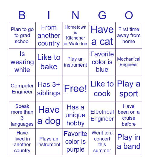 get-to-know-you BINGO Card