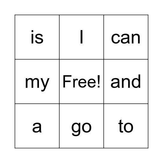 1st 9 Weeks Bingo Card