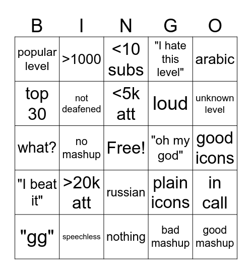 DGDR Bingi Bingo Card