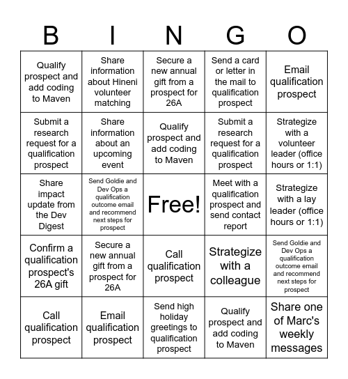 Oct 2025 Qualification Bingo Card