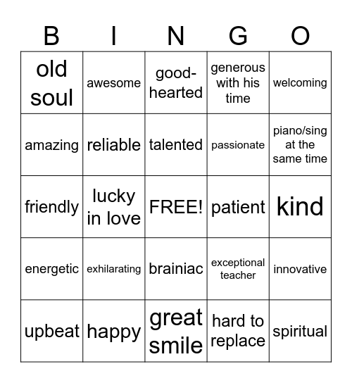 Nick Burbo BINGO Card