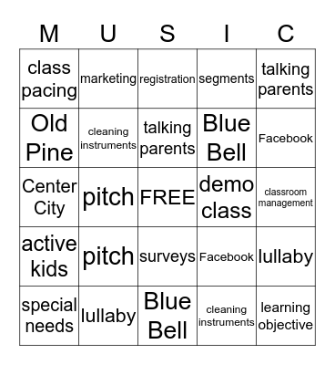 Teacher Workshop Bingo Card