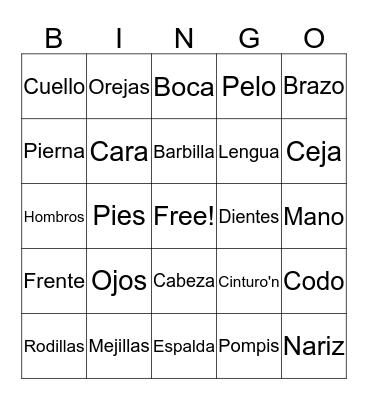 Spanish Silent Bingo Card