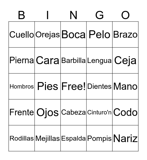 Spanish Silent Bingo Card