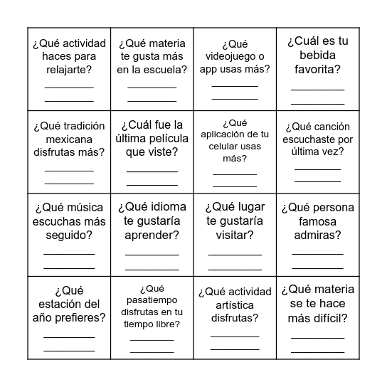 BINGO HUMANO Bingo Card