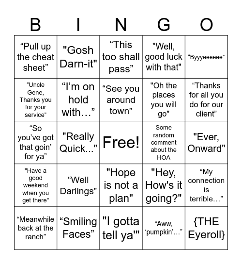 Linda Retirement Bingo Card