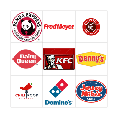 Fast Food Restaurant Logos Bingo Card