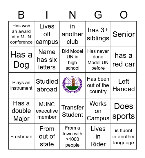 MUNC Bingo Card