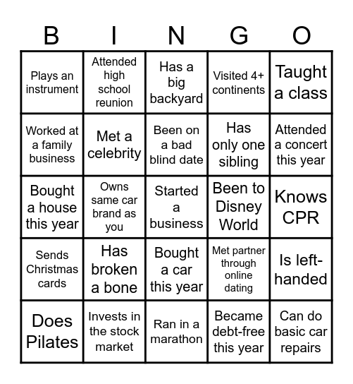 Family Reunion Bingo Card