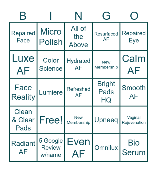 Beautiphi Bingo Card