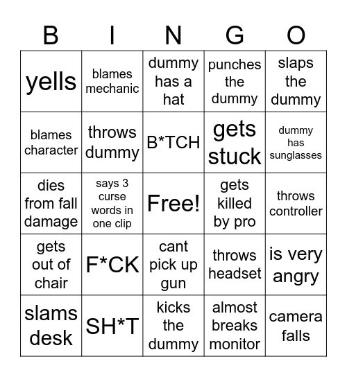 PCHOOLY RAGE Bingo Card
