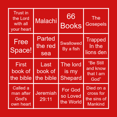 Bible Bingo Card