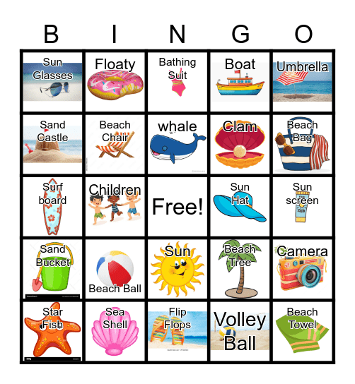 Beach Bingo Card
