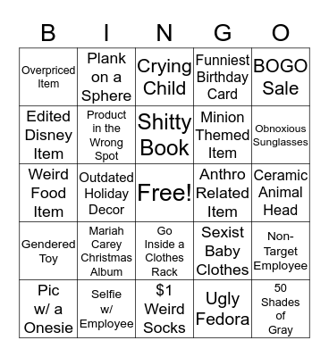 Target Bingo Card