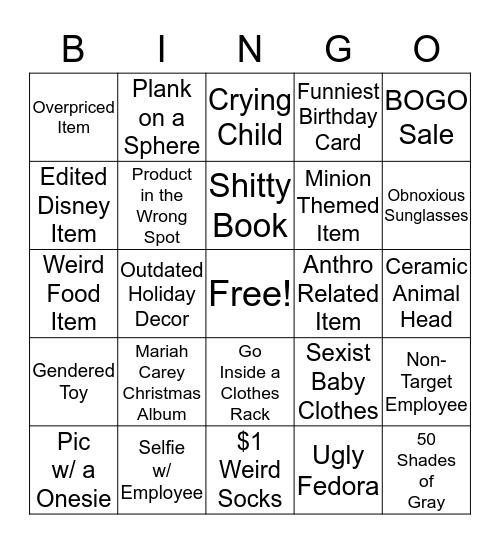 Target Bingo Card