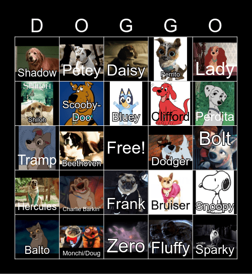 Dogs Bingo Card