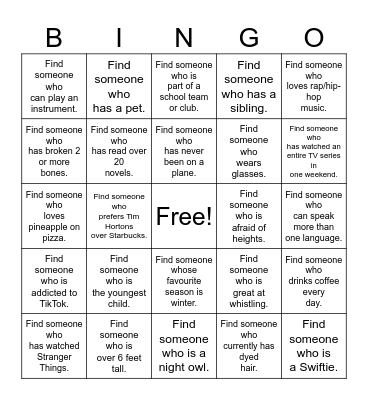 FIND SOMEONE WHO...BINGO! Bingo Card