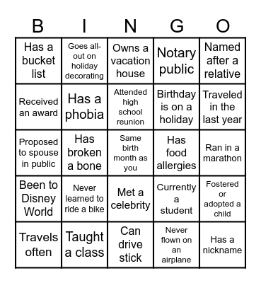 Alston Family Reunion Bingo Card