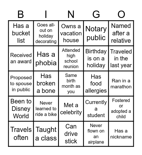 Alston Family Reunion Bingo Card