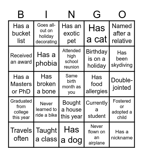 Alston Family Reunion Bingo Card