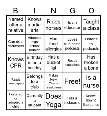 Alston Family Reunion Bingo Card