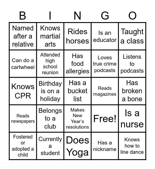 Alston Family Reunion Bingo Card