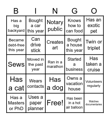 Alston Family Reunion Bingo Card