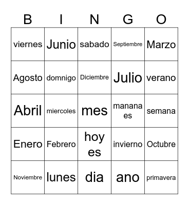 Estaciones y Calendario Bingo Card