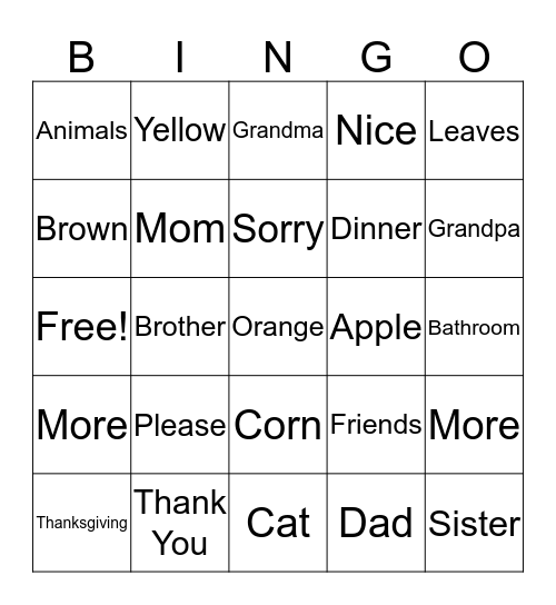 ASL Bingo Card