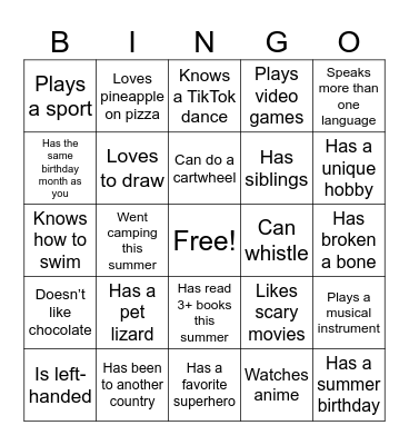 Find someone who... Bingo Card