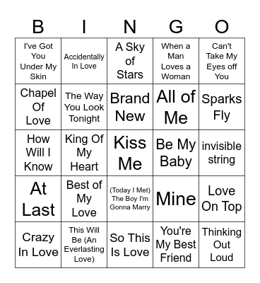 Wedding Songs (Taylor's version) Bingo Card