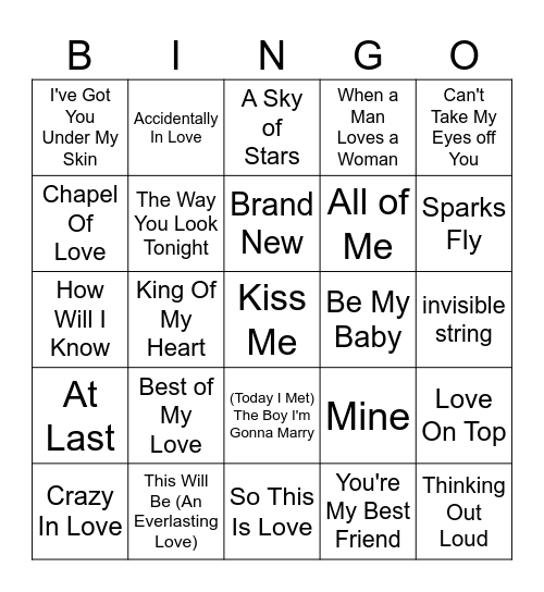 Wedding Songs (Taylor's version) Bingo Card