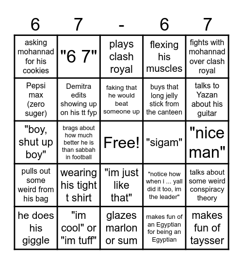 Abdallah lingo bingo dingo card Bingo Card