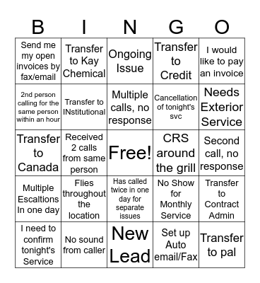 Holiday Bingo Card
