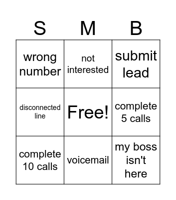 SMB BINGO Card