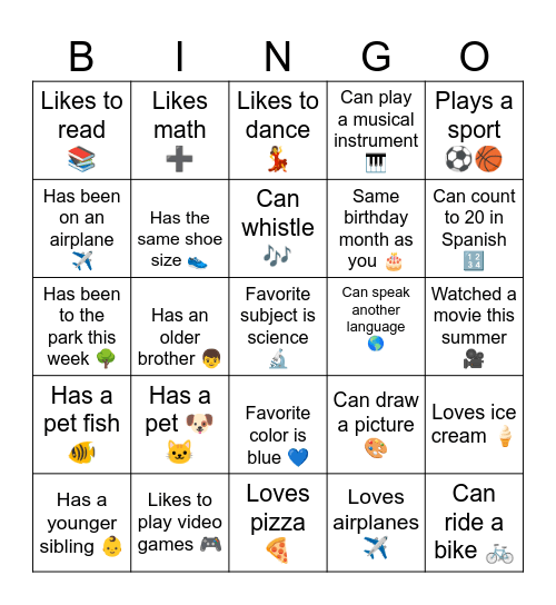 Find Someone who Bingo Card
