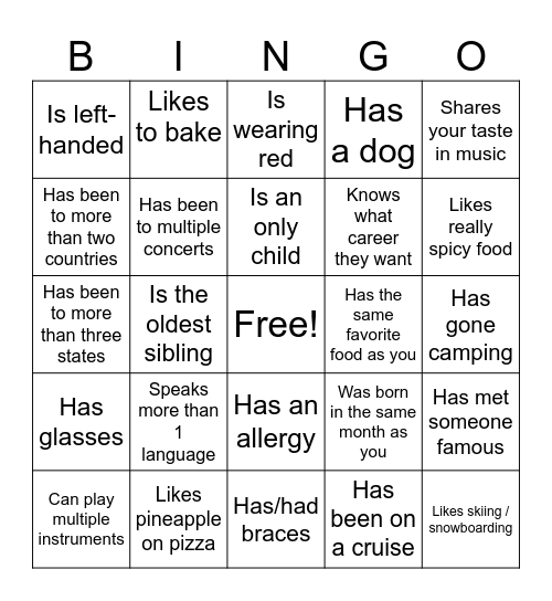 Icebreaker Bingo: Find Someone Who Bingo Card
