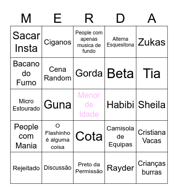 Chat Português Bingo Card