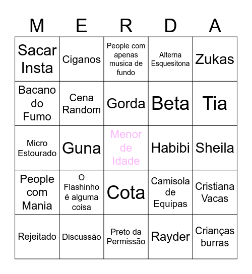 Chat Português Bingo Card