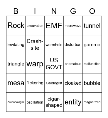 Skinwalker Ranch Bingo Card