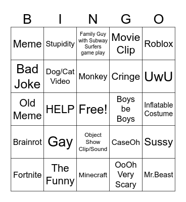 Goofy Bingo Card