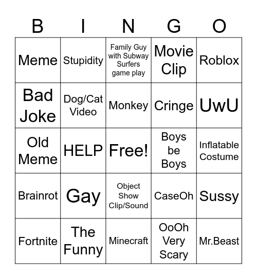 Goofy Bingo Card