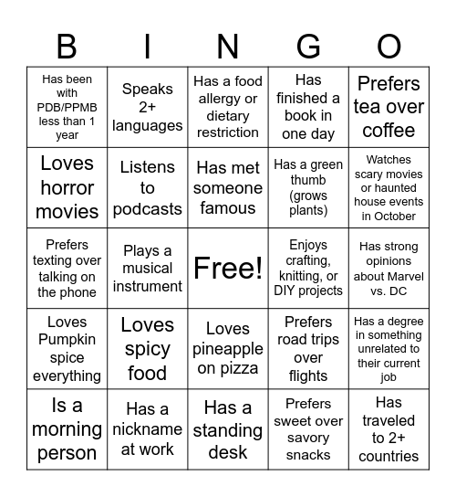 PDB/PPMB Bingo Card